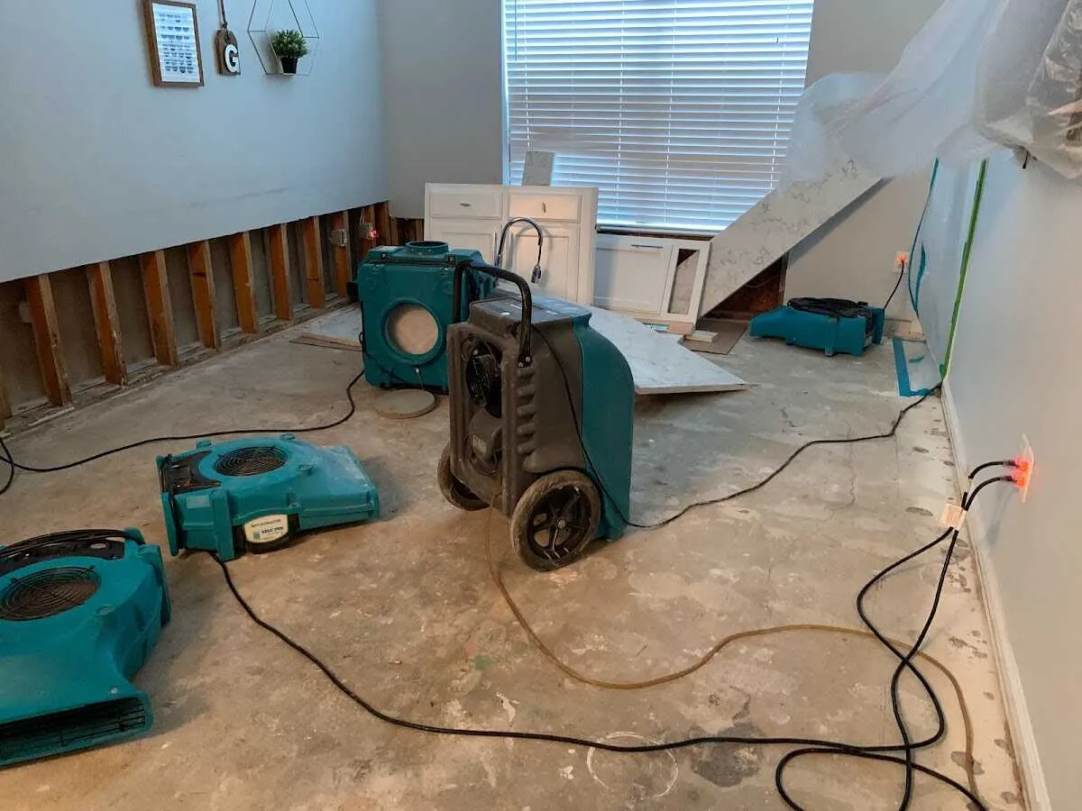 Dehumidifier in flood-cut room for Water Damage Restoration in Lake Mathews
